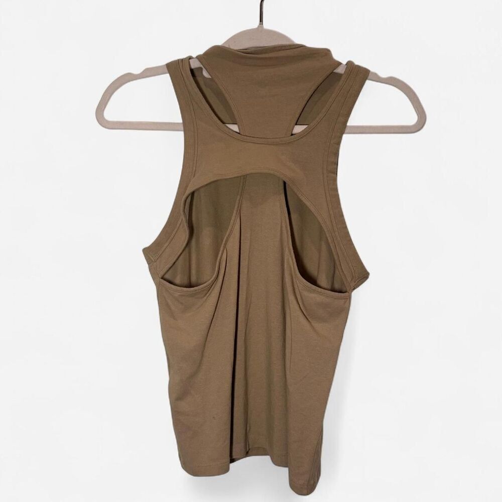Pilcro Anthropologie Olive Cut-Out Open Back Mock Neck Tank Indie Sleaze Small - Picture 4 of 6
